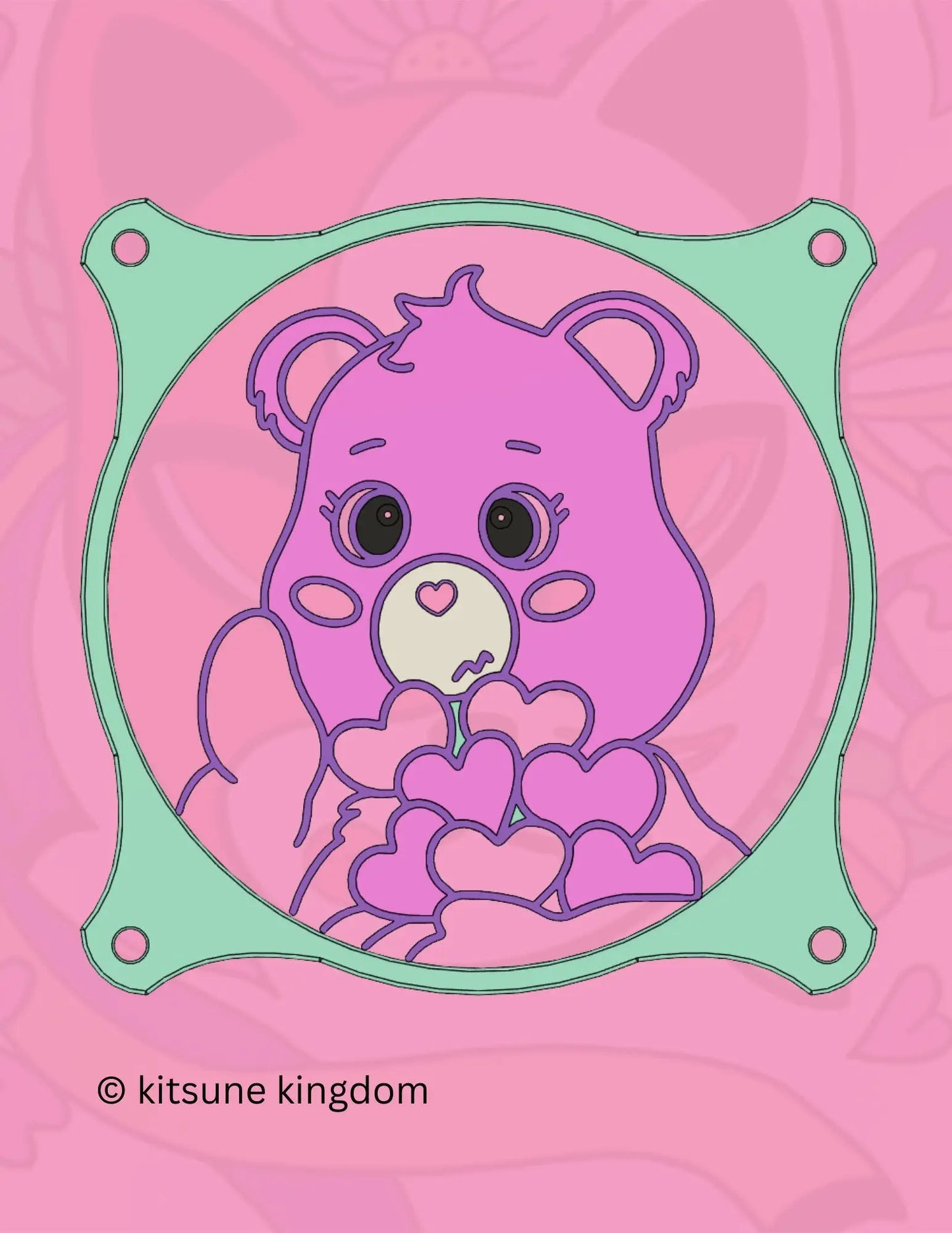 Adorable PC Fan Cover featuring Carebears - Stay cool in cute style!