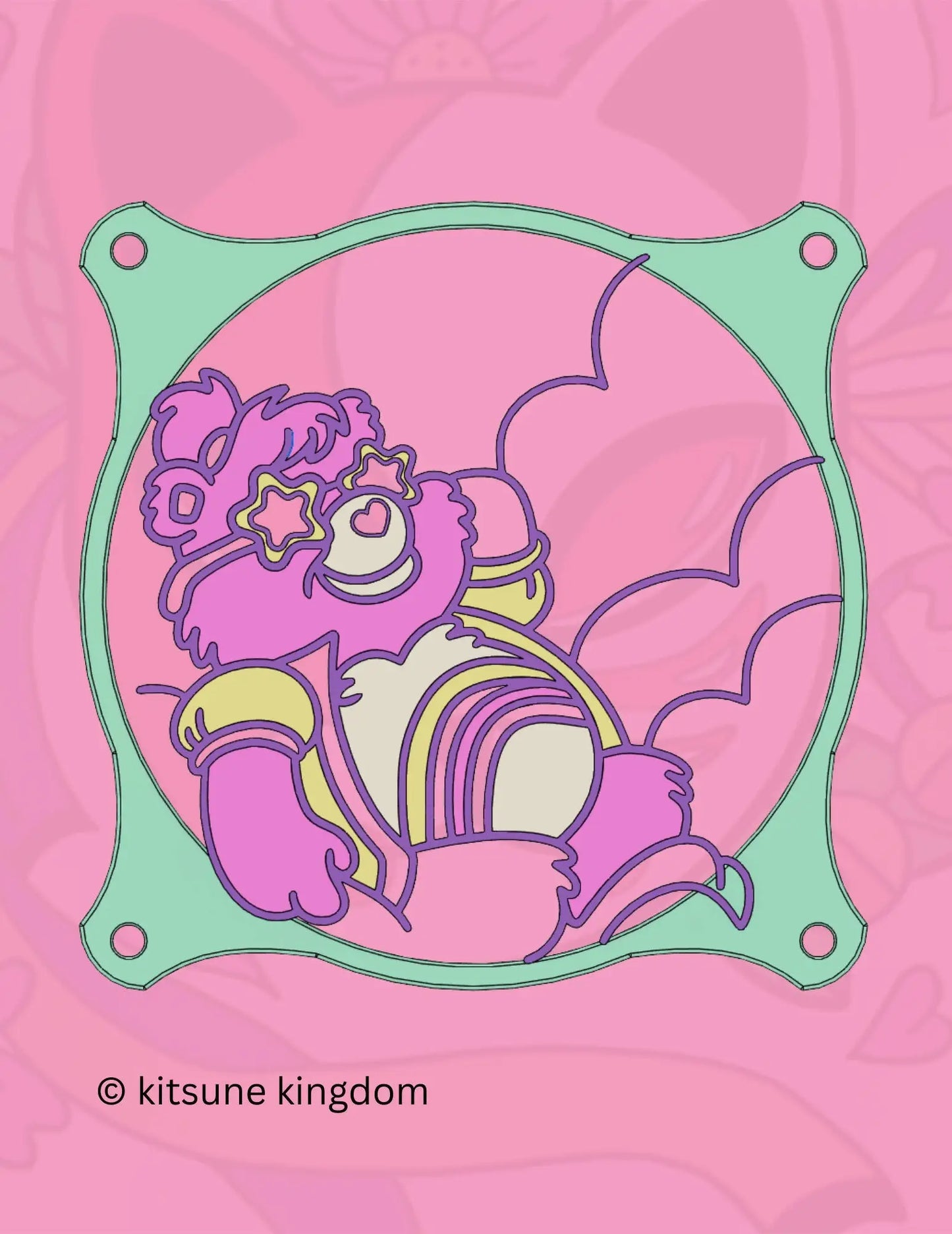 Adorable PC Fan Cover featuring Carebears - Stay cool in cute style!
