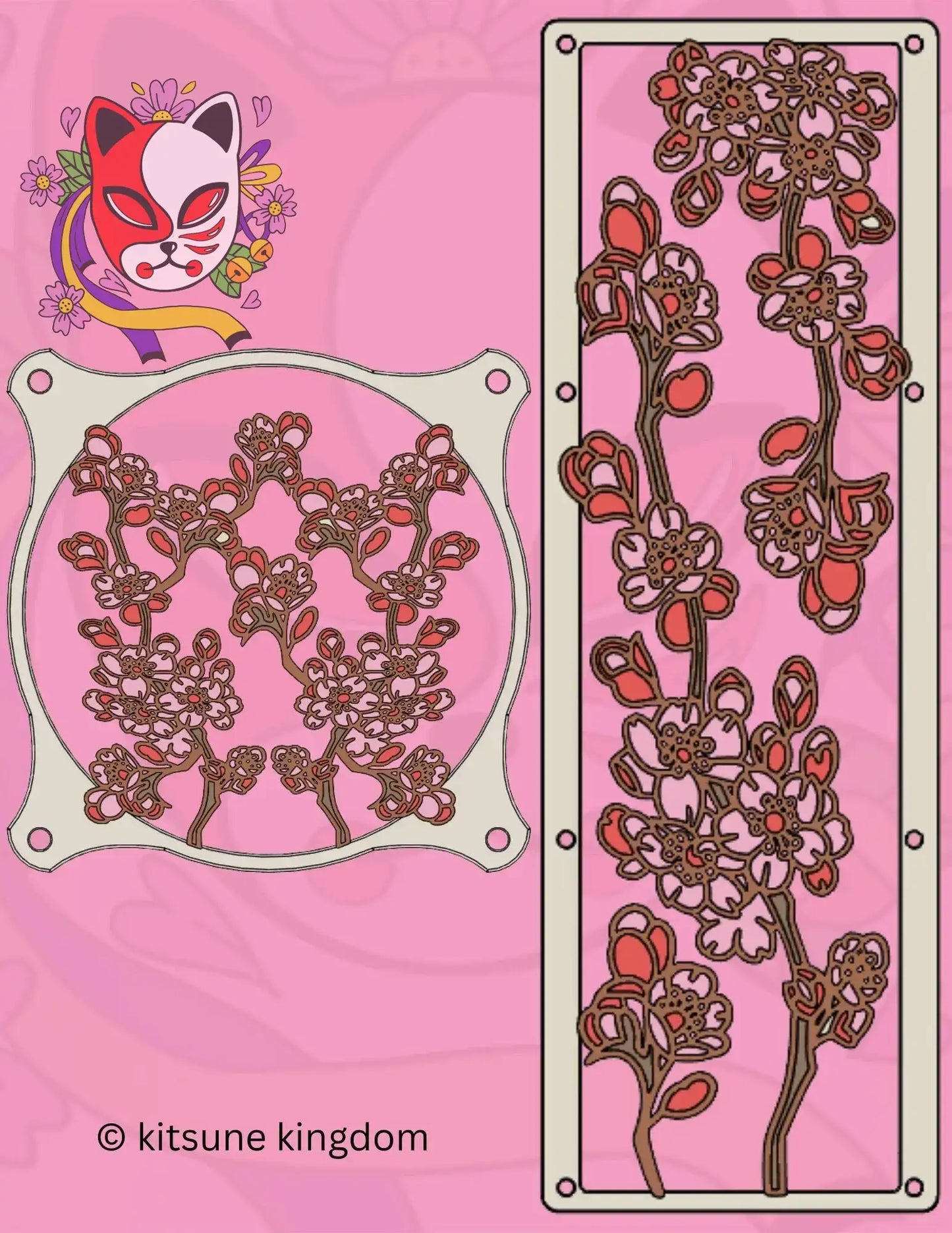 Cherry Blossom PC Fan Covers - Serene Sakura Branch Collection - Kitsune Kingdom