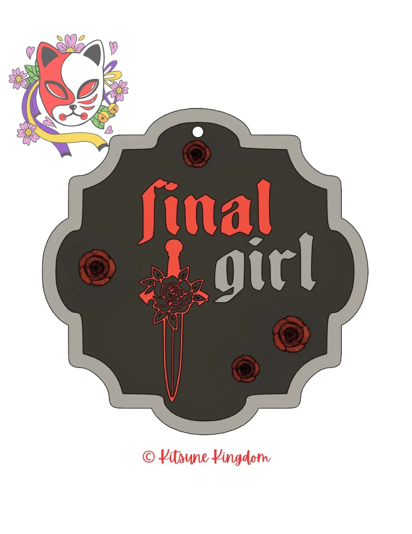 Final Girl 3D Wall Plaque – Horror-Inspired Decor with 3D Roses