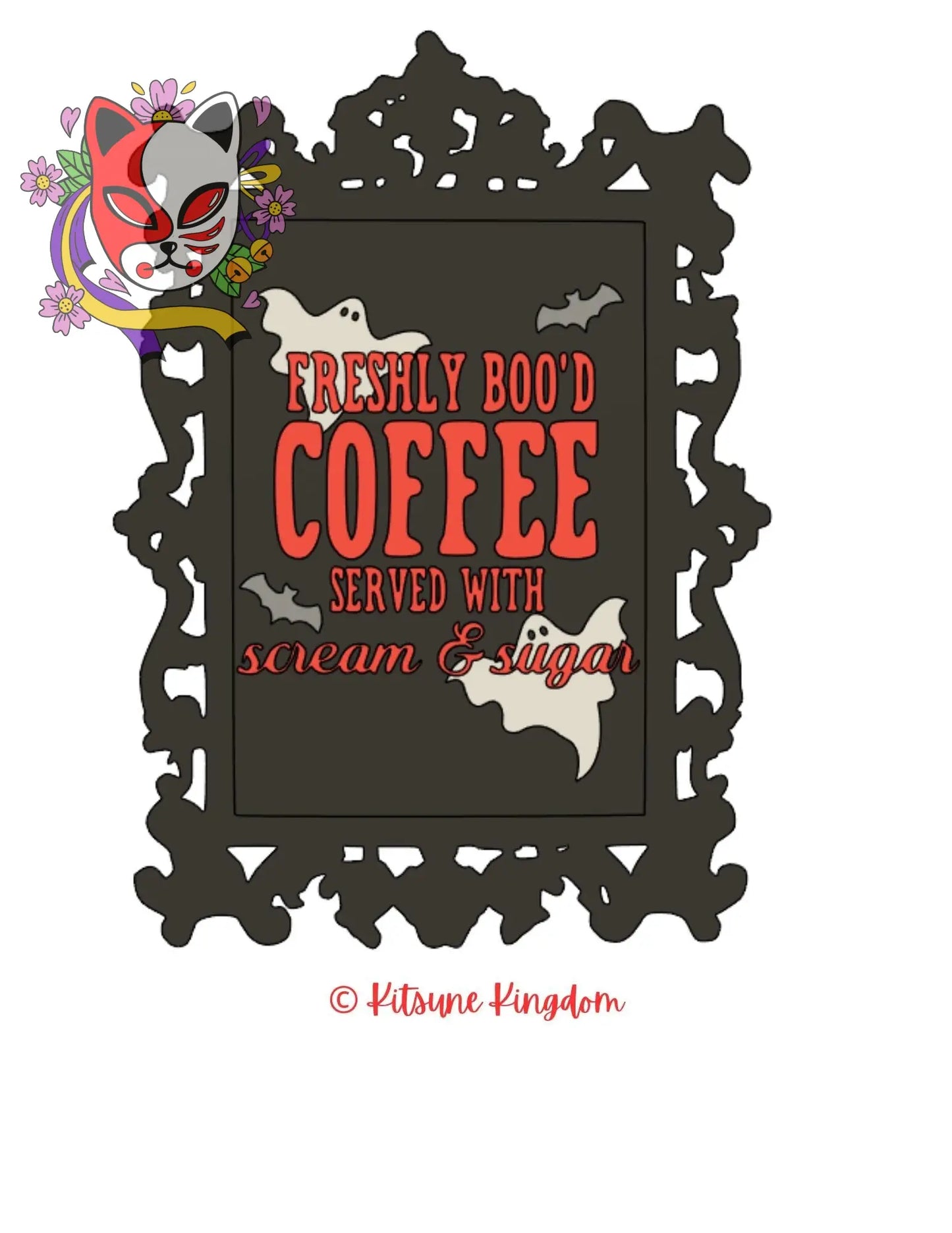 Freshly Boo’d Coffee – “Scream & Sugar” 3D Printed Plaque for Spooky Coffee Bars