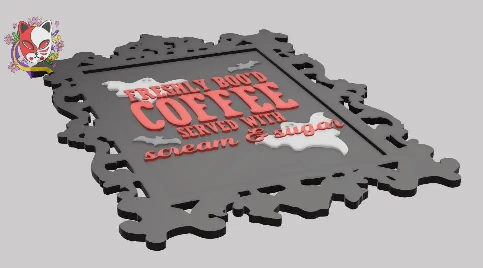 Freshly Boo’d Coffee – “Scream & Sugar” 3D Printed Plaque for Spooky Coffee Bars