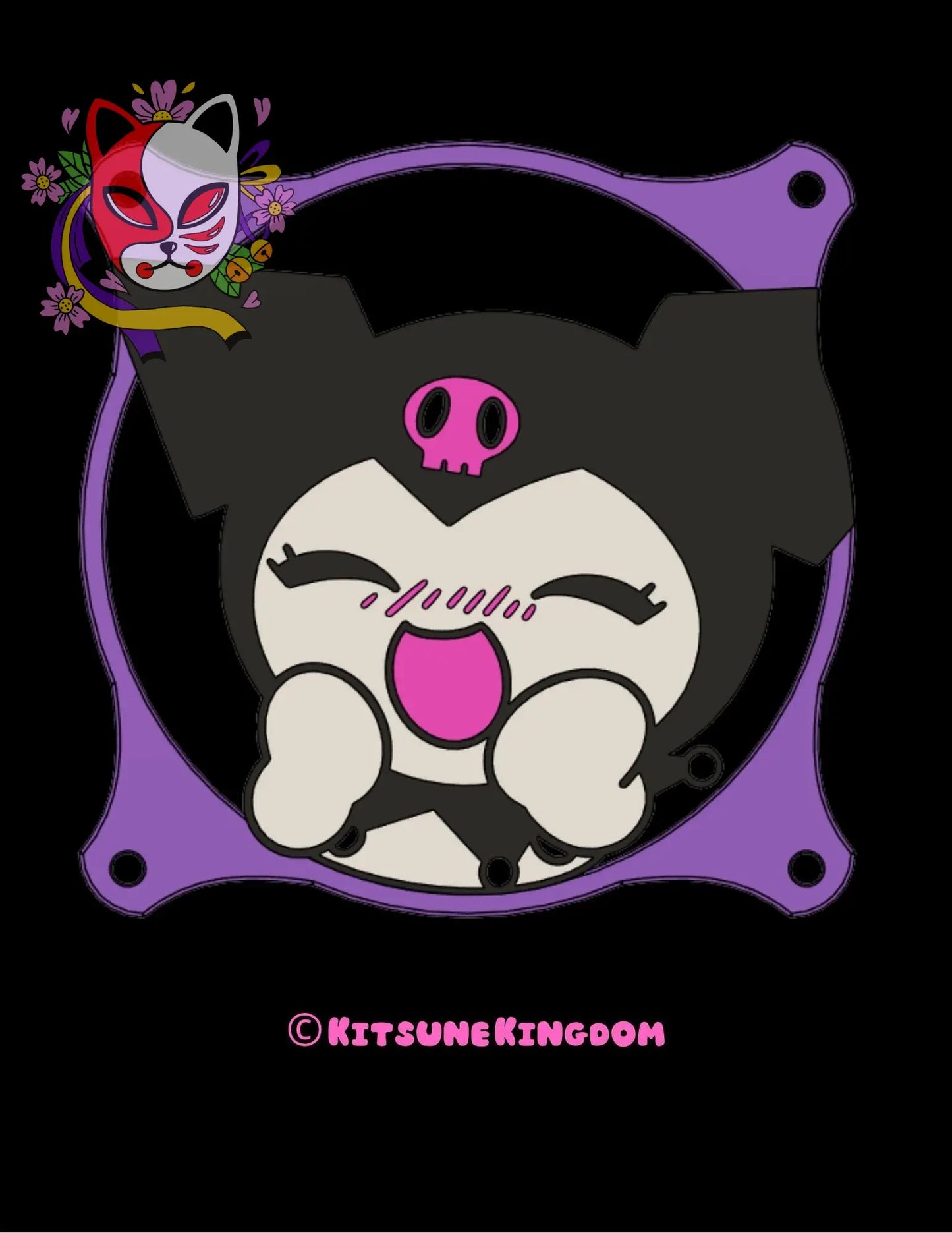 Goth Bunny PC Fan Shroud Cover | Kawaii Anime-Inspired PC Mod | Dark Cute PC Build Panel | Pastel Goth Tech Decor