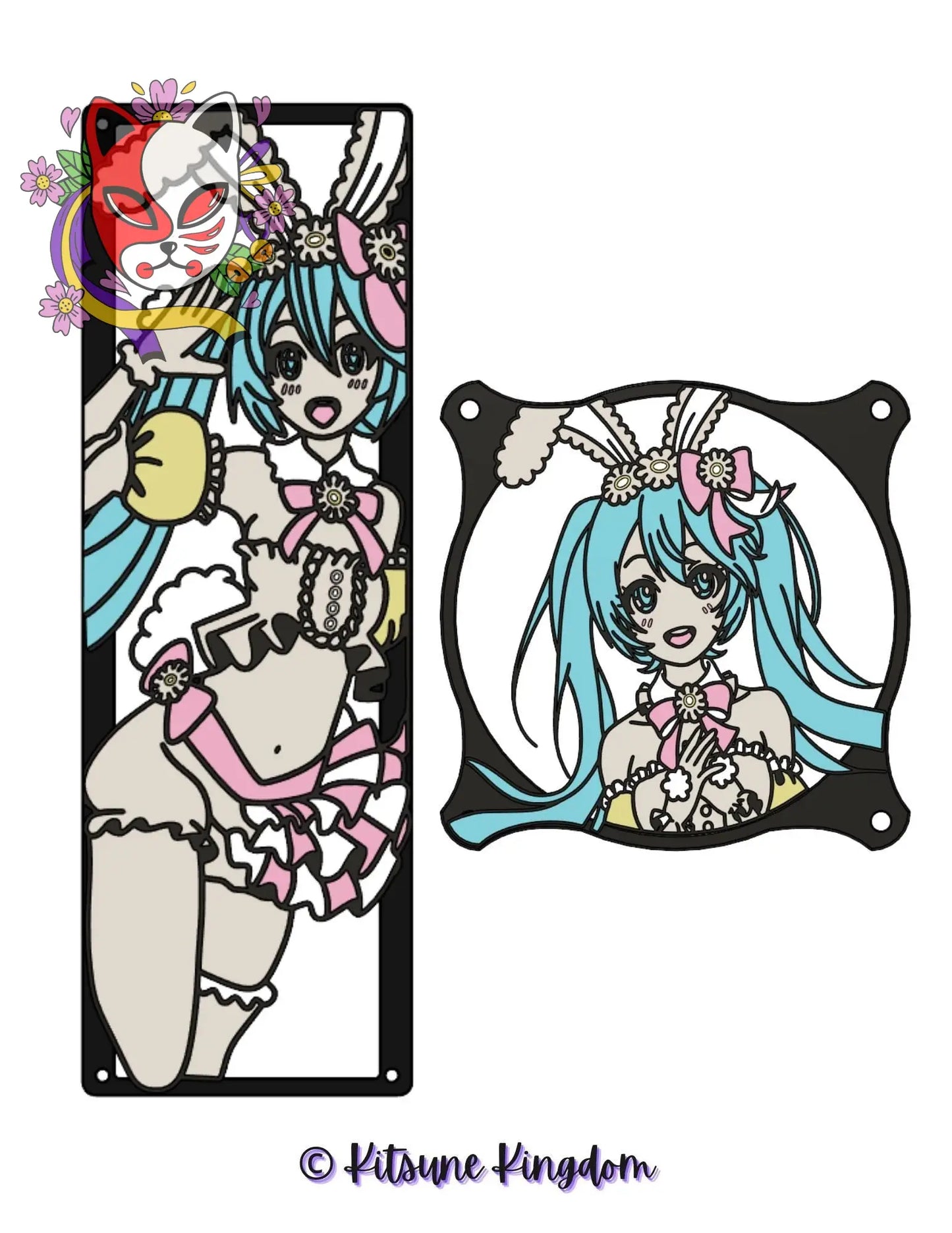 Easter Miku Fan Shroud | Hatsune Miku Inspired PC Mod | Bunny Girl Anime Fan Grill | 120mm 140mm 360mm 420mm Sizes | Anime PC Decor