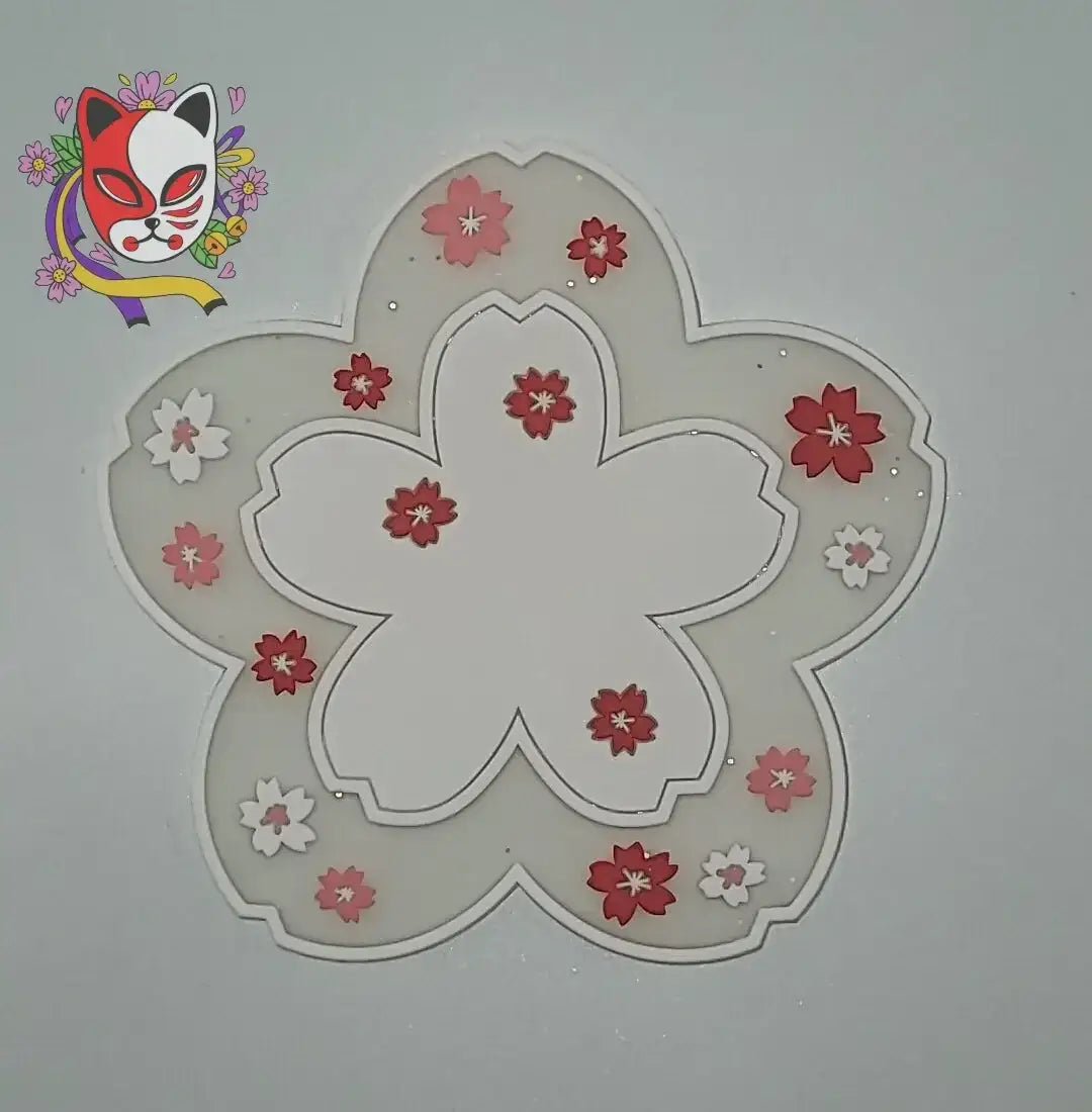 Pretty Pink Floral Coaster - Japanese Sakura Blossom Design - Kitsune Kingdom