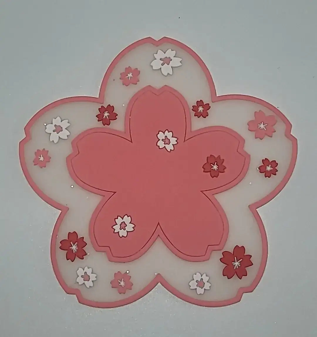 Pretty Pink Floral Coaster - Japanese Sakura Blossom Design - Kitsune Kingdom