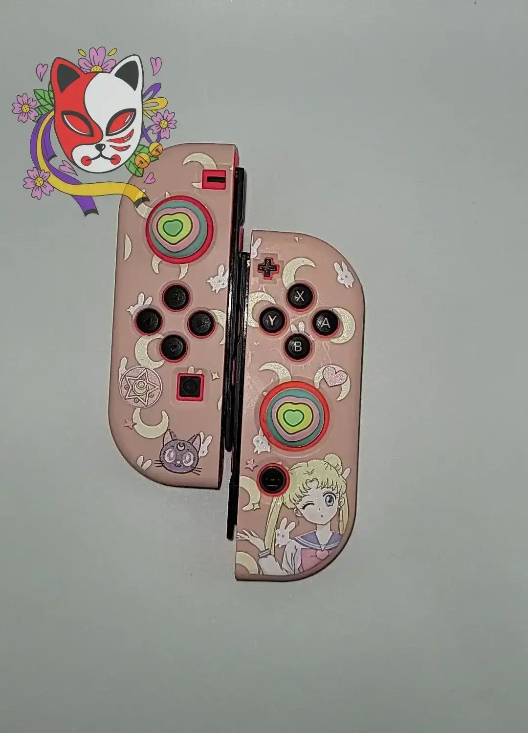 Rainbow Heart Thumb Grips - Kitsune Kingdom