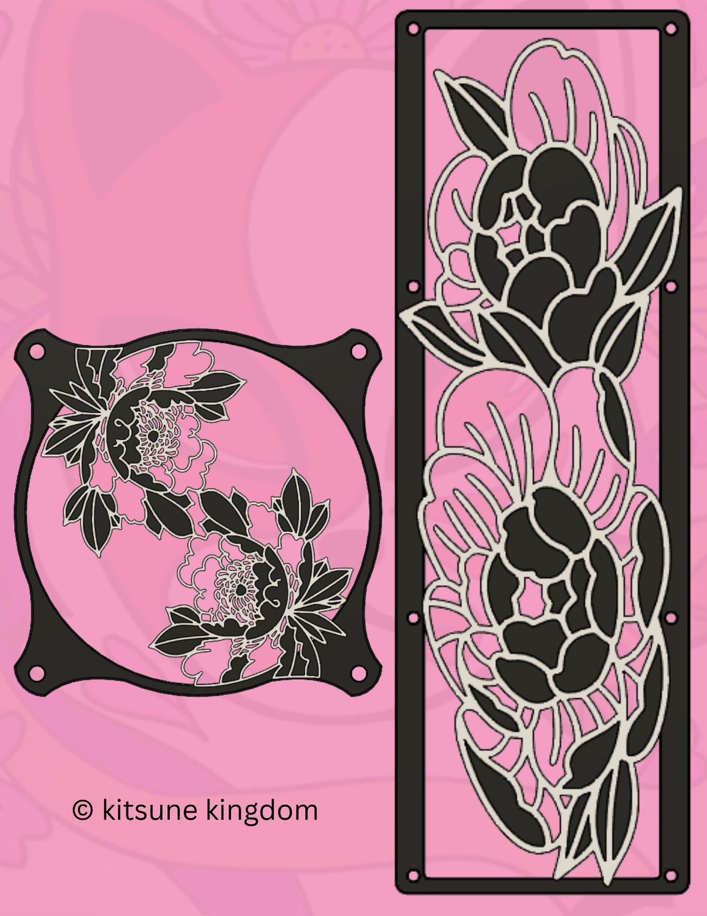 Peony Japanese Style Fan Cover: Elegant PC Decor