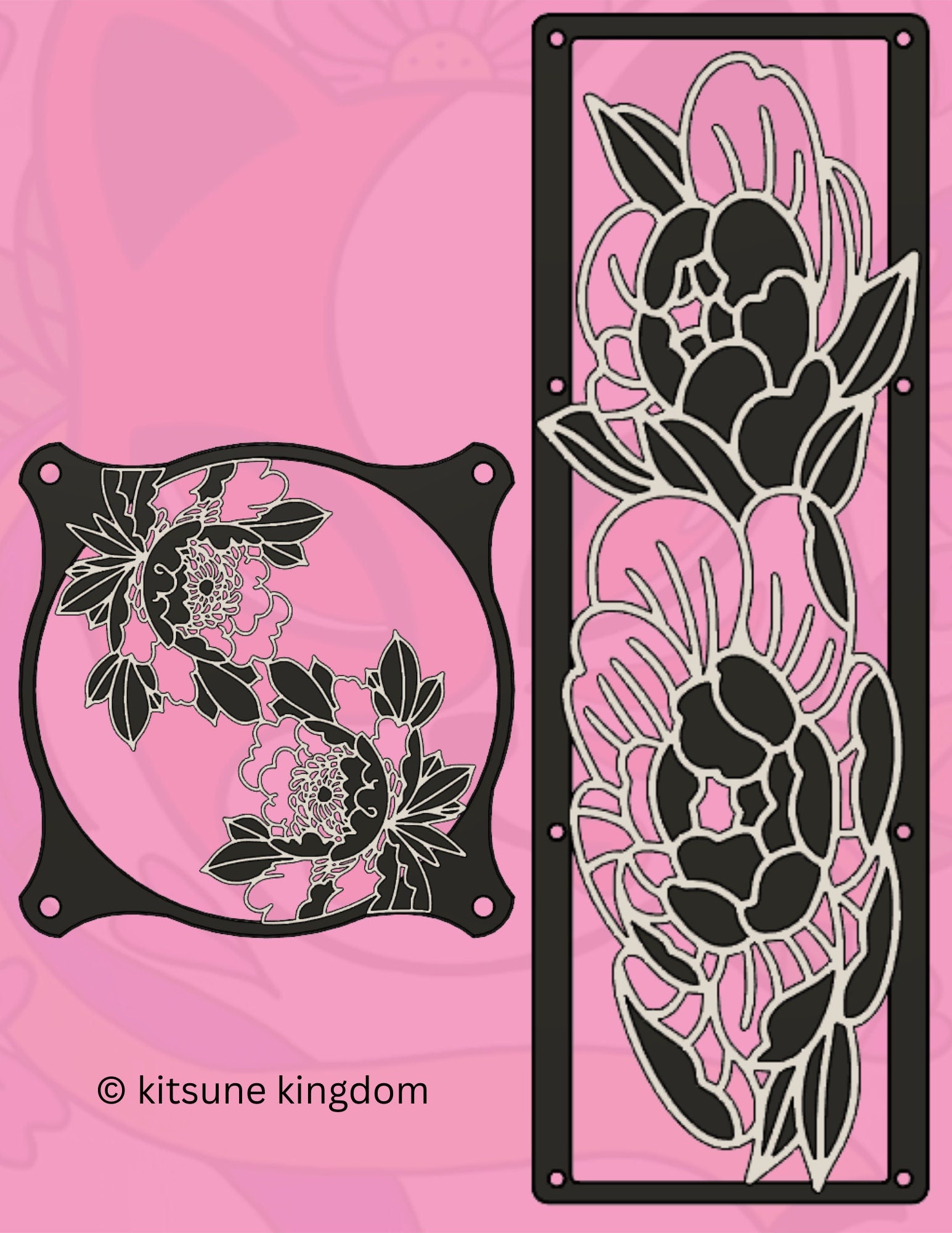 Peony Japanese Style Fan Cover: Elegant PC Decor