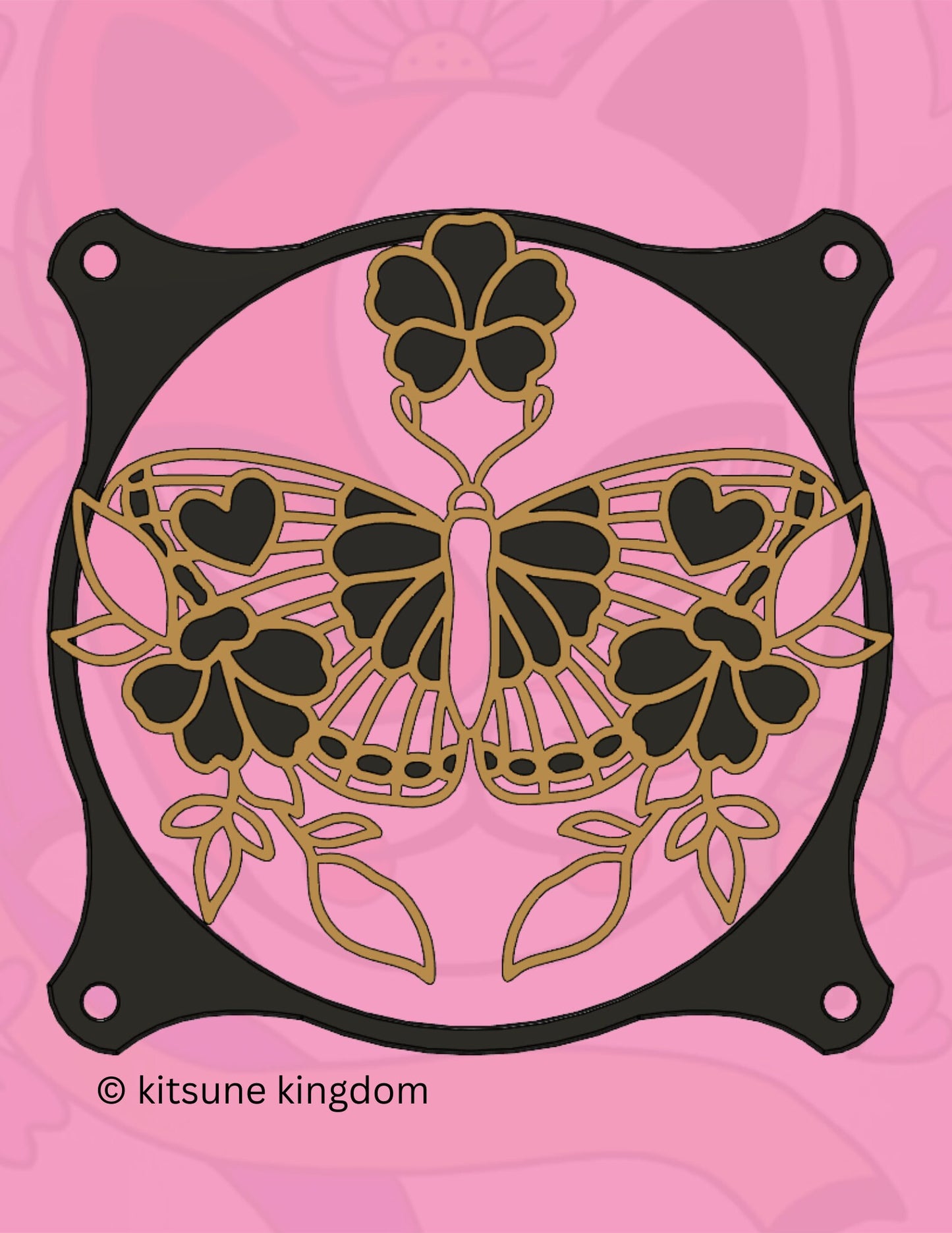 Vintage PC Fan Cover: Elegant Floral Design