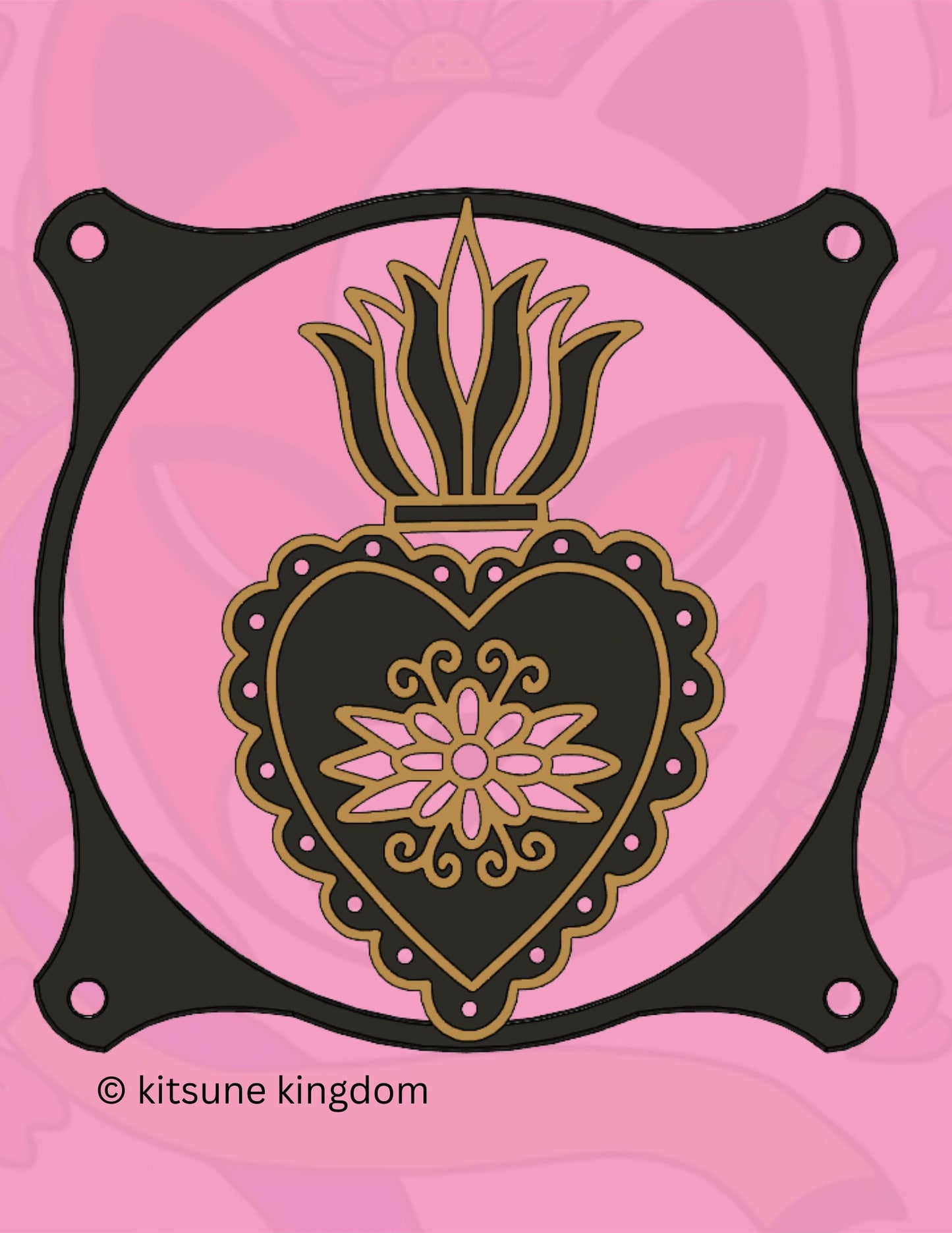 Vintage PC Fan Cover: Elegant Floral Design