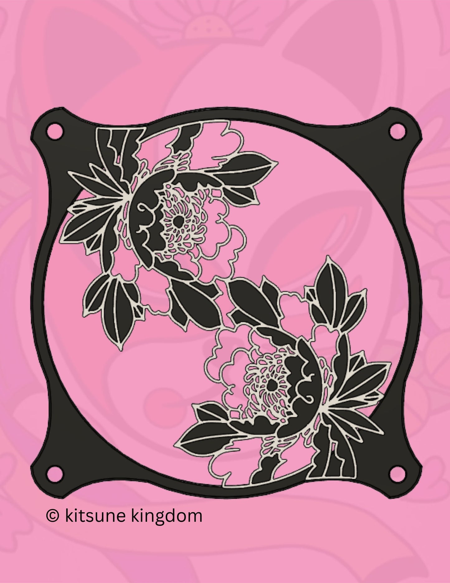 Peony Japanese Style Fan Cover: Elegant PC Decor