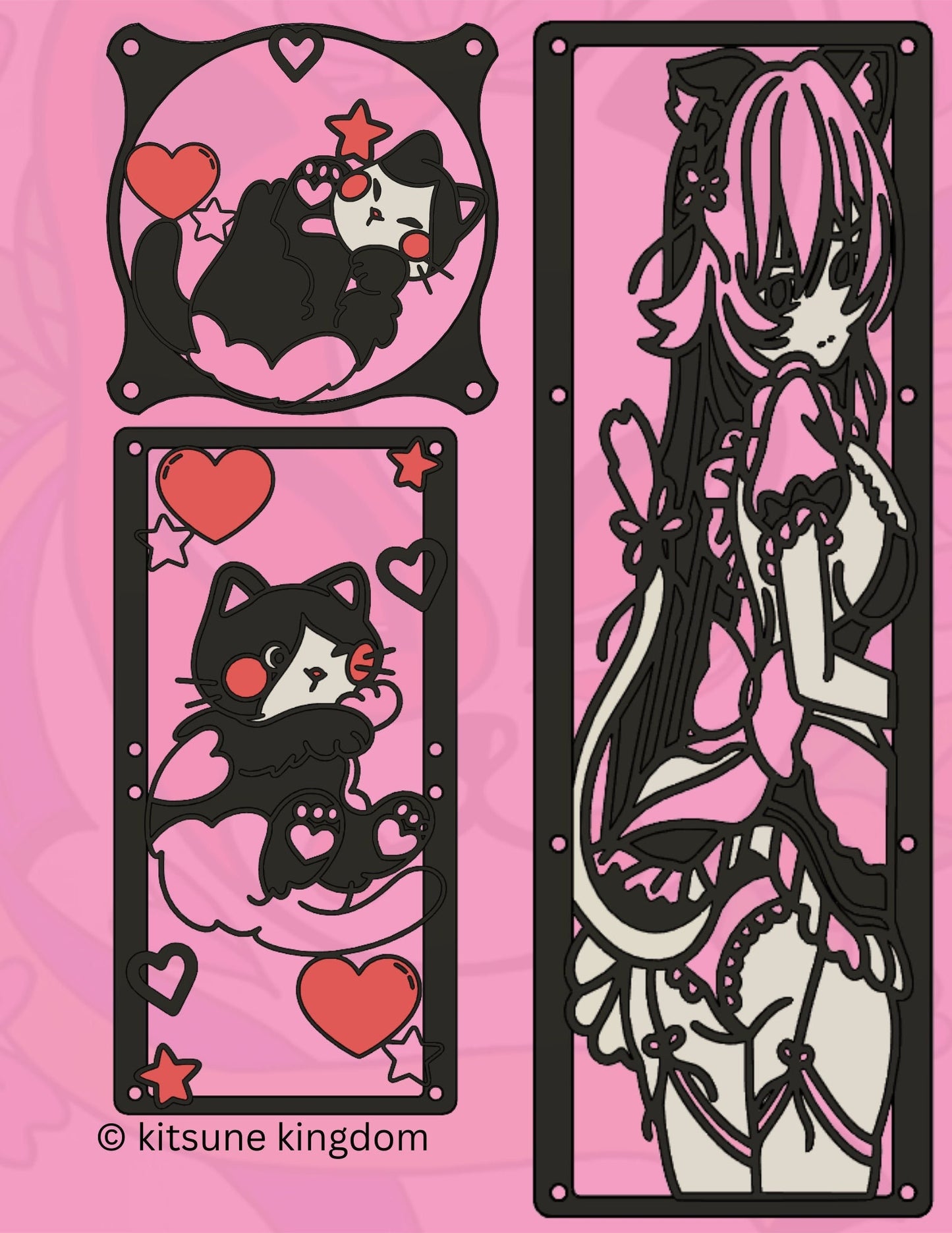 Neko Dreams Collection: Kawaii Anime Girl PC Fan Cover - Japanese Style Computer Accessories for Gamers
