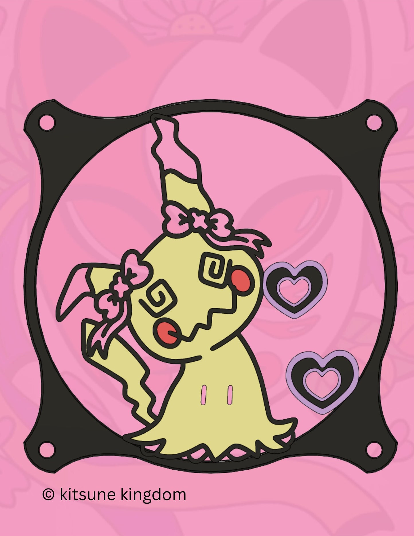 Mimikyu Fan Cover: Custom Color PLA PC Gaming Decor