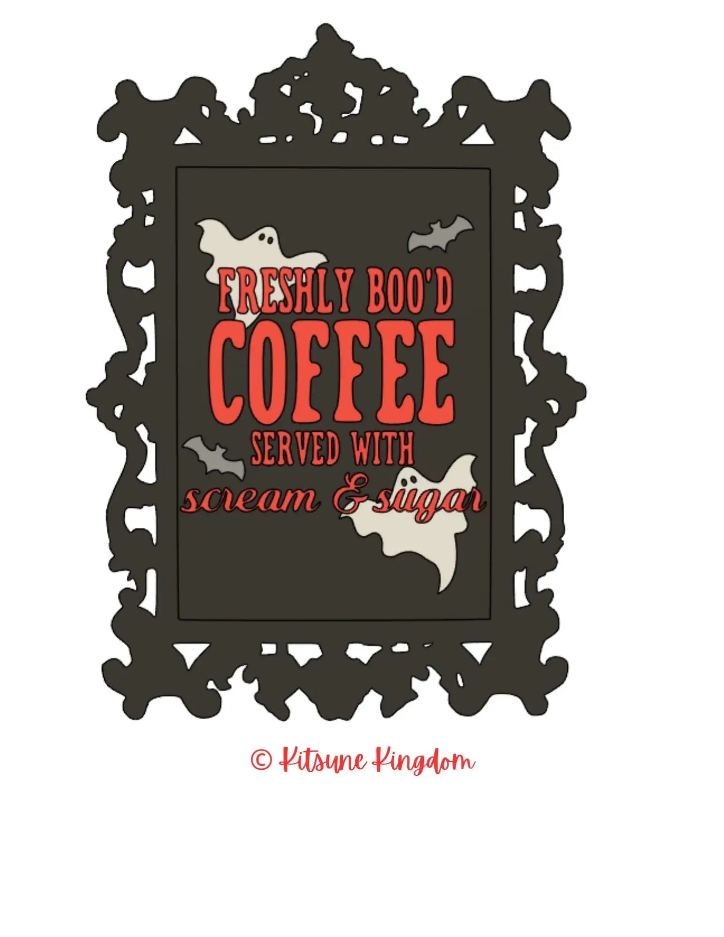 Freshly Boo’d Coffee – “Scream & Sugar” 3D Printed Plaque for Spooky Coffee Bars
