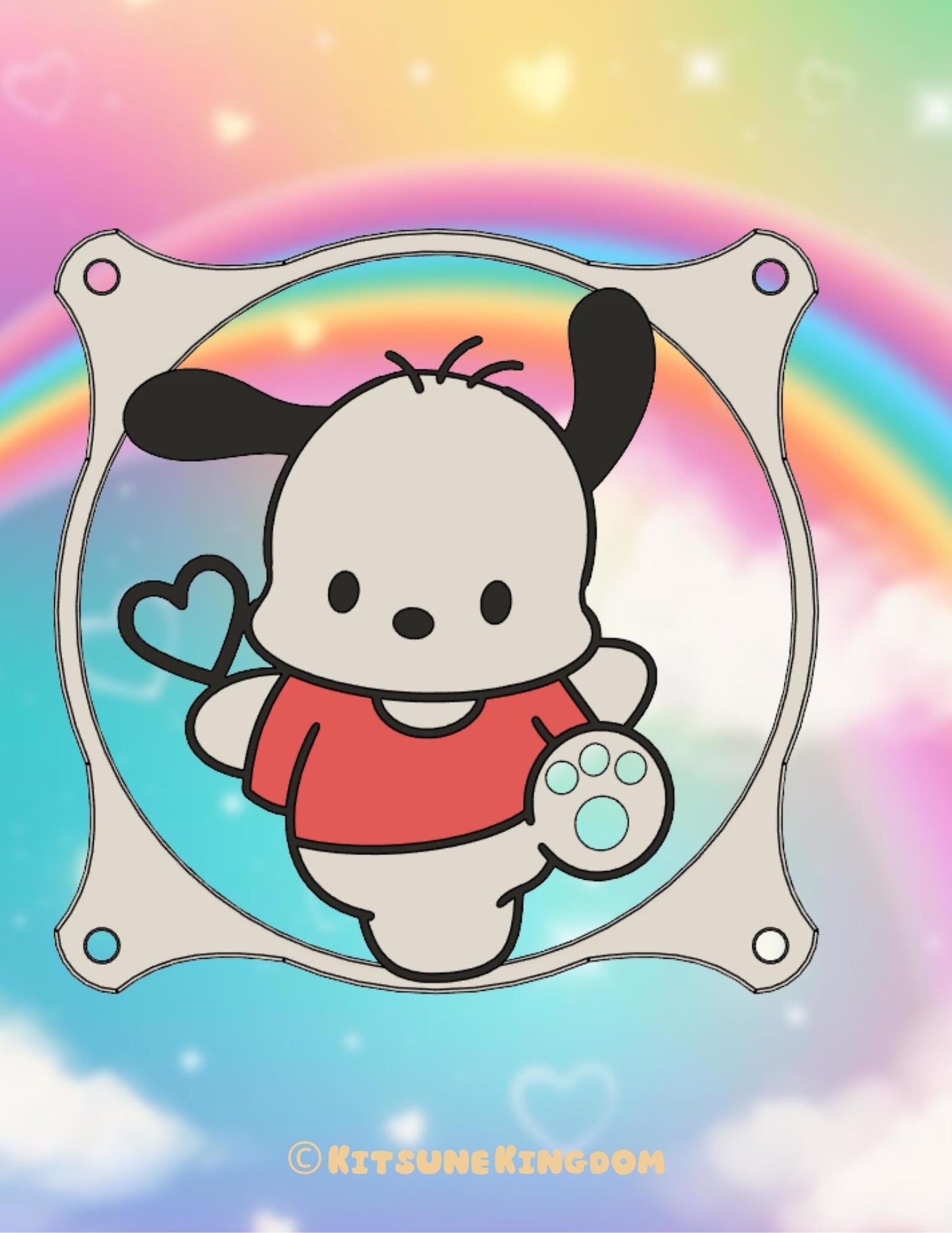 Kawaii Dog Fan Cover: Anime Pastel Gaming Decor