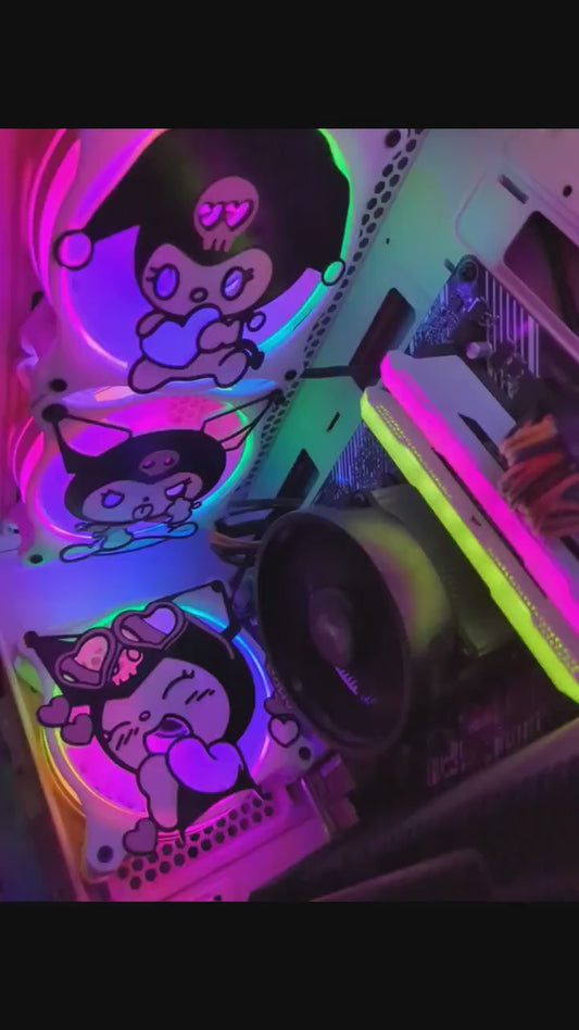 Adorable PC Fan Cover featuring Hello Kitty, Kuromi, Cinnamoroll & more - Stay cool in cute style!