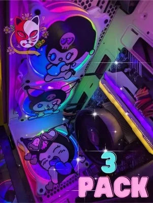kuromi fan cover kawaii styles custom pc build rgb black white pink multicolor