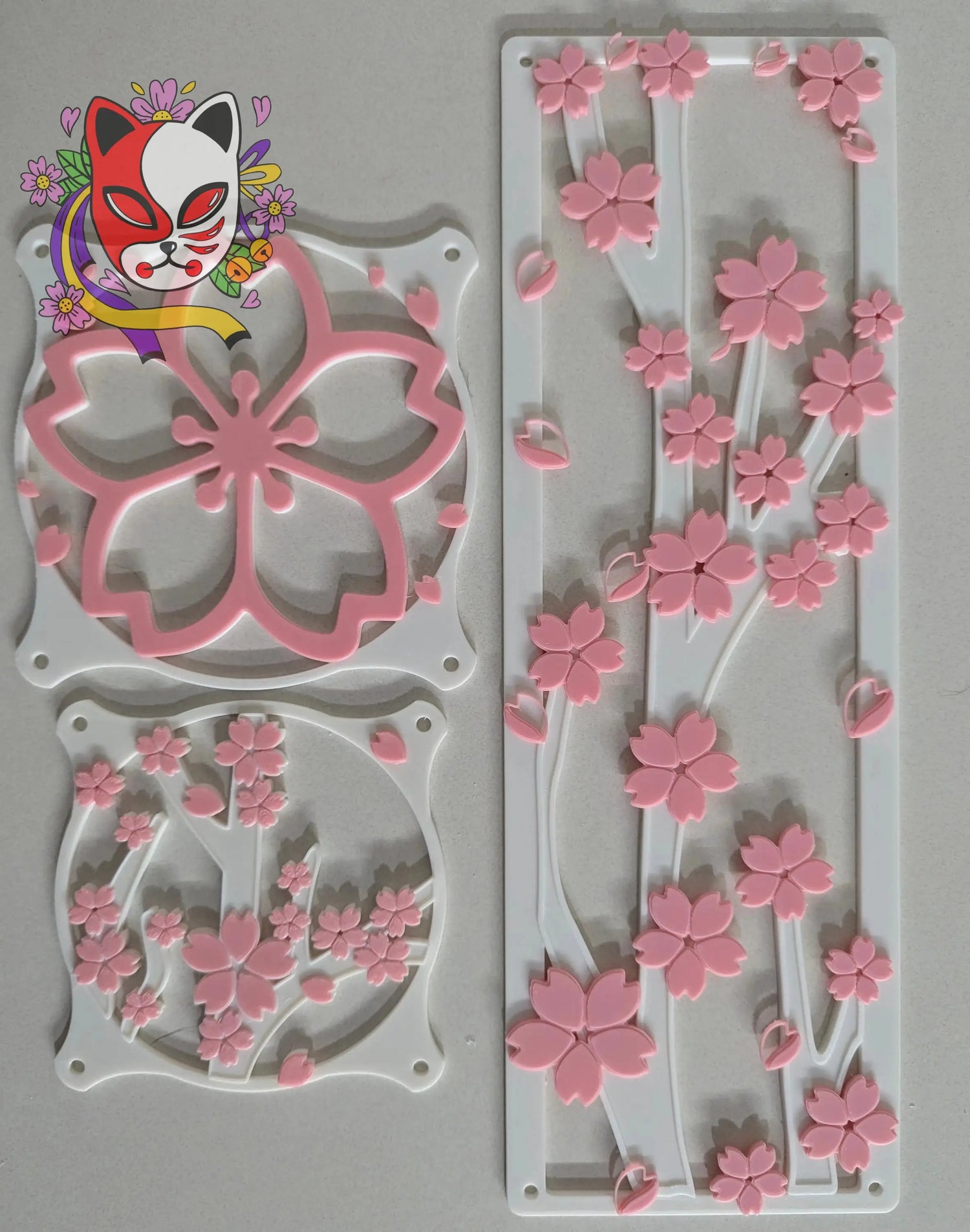 flower floral pink white black pc fan cover 120mm 140mm 360mm