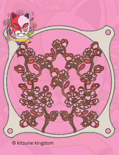 Cherry Blossom PC Fan Covers - Serene Sakura Branch Collection - Kitsune Kingdom