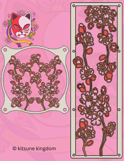 Cherry Blossom PC Fan Covers - Serene Sakura Branch Collection - Kitsune Kingdom