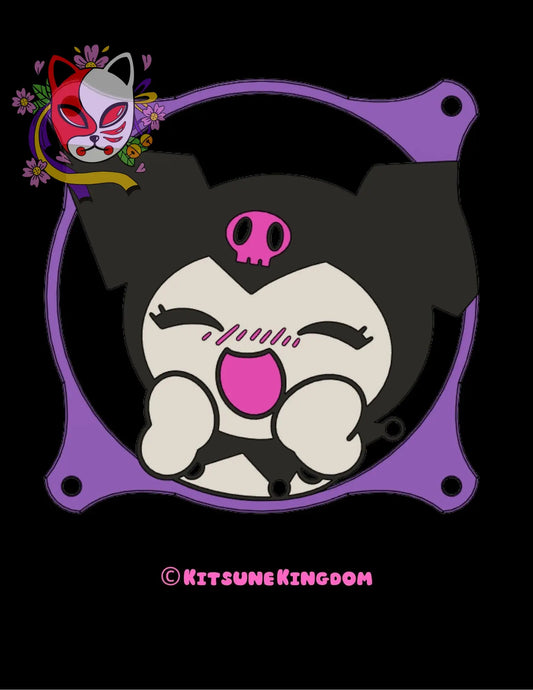Goth Bunny PC Fan Shroud Cover | Kawaii Anime-Inspired PC Mod | Dark Cute PC Build Panel | Pastel Goth Tech Decor