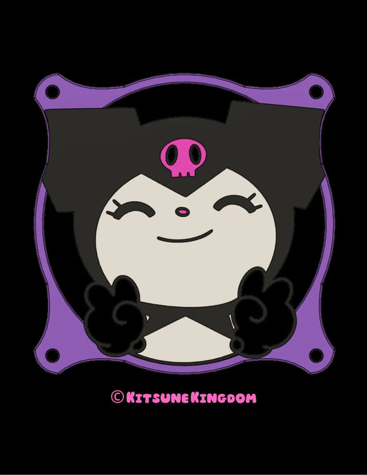 Goth Bunny PC Fan Shroud Cover | Kawaii Anime-Inspired PC Mod | Dark Cute PC Build Panel | Pastel Goth Tech Decor