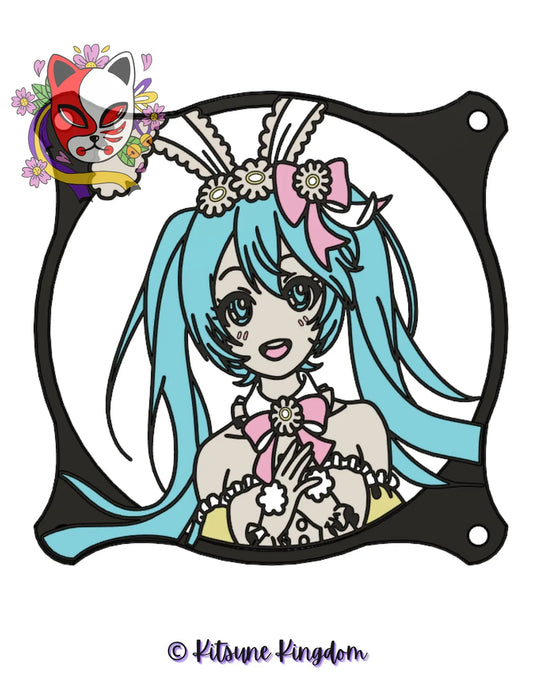 Easter Miku Fan Shroud | Hatsune Miku Inspired PC Mod | Bunny Girl Anime Fan Grill | 120mm 140mm 360mm 420mm Sizes | Anime PC Decor