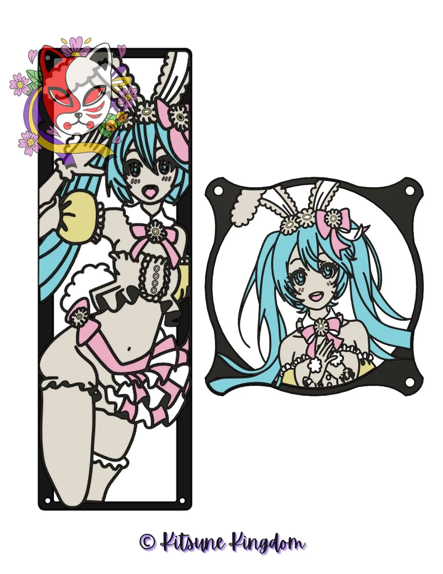 Easter Miku Fan Shroud | Hatsune Miku Inspired PC Mod | Bunny Girl Anime Fan Grill | 120mm 140mm 360mm 420mm Sizes | Anime PC Decor