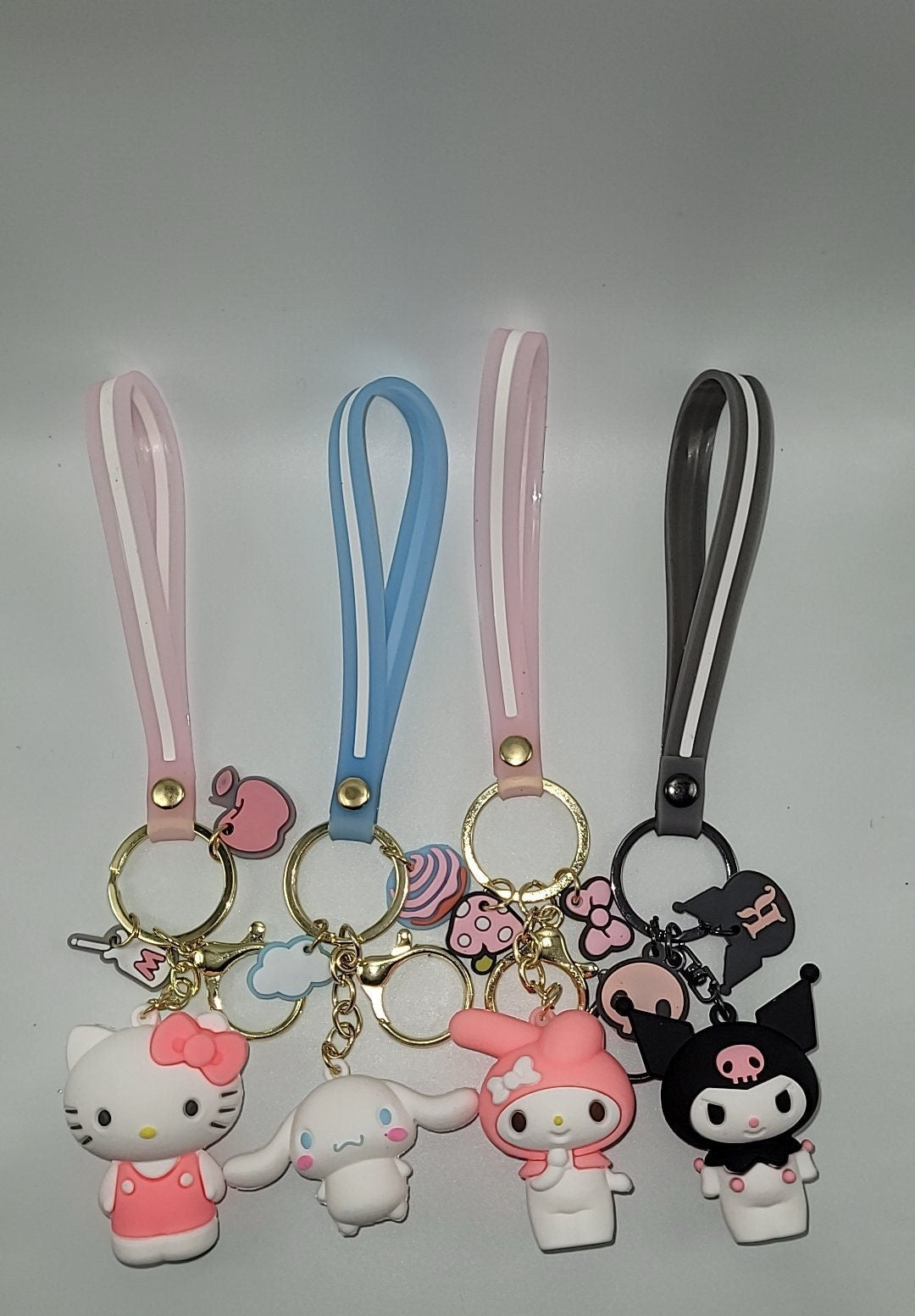 Sanrio Character Keychains Set of 4 - Kuromi, Hello Kitty, Cinnamoroll, My Melody