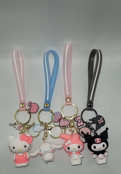 Sanrio Character Keychains Set of 4 - Kuromi, Hello Kitty, Cinnamoroll, My Melody