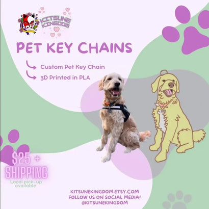 Custom 3D Printed Pet Portrait Keychain - PLA Pet Memorial