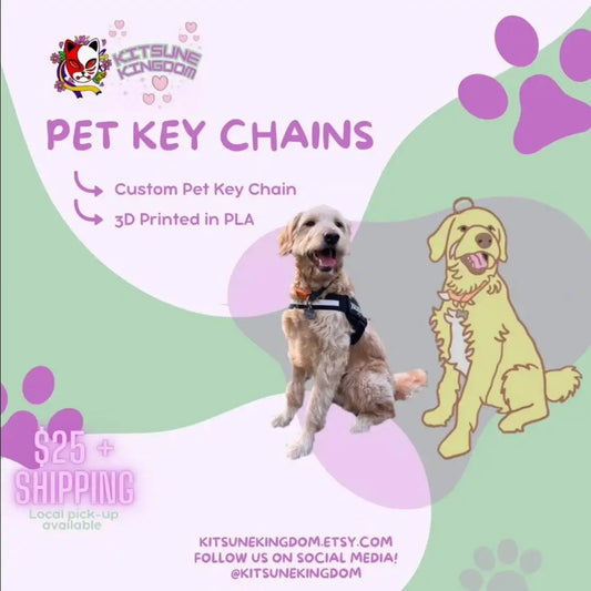 Custom 3D Printed Pet Portrait Keychain - PLA Pet Memorial