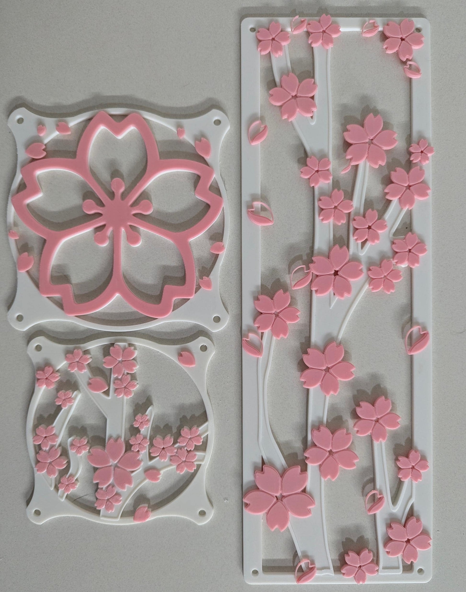 Sakura Cherry Blossom Fan Cover Combo kawaii gamer for her 120mm 140m 360mm white pink