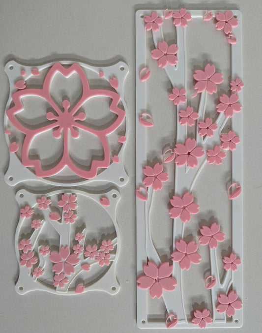 Sakura Cherry Blossom Fan Cover Combo kawaii gamer for her 120mm 140m 360mm white pink