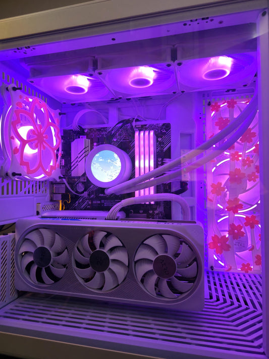 Sakura Cherry Blossom Fan Cover Combo kawaii gamer for her 120mm 140m 360mm white pink custom PC hyte y70