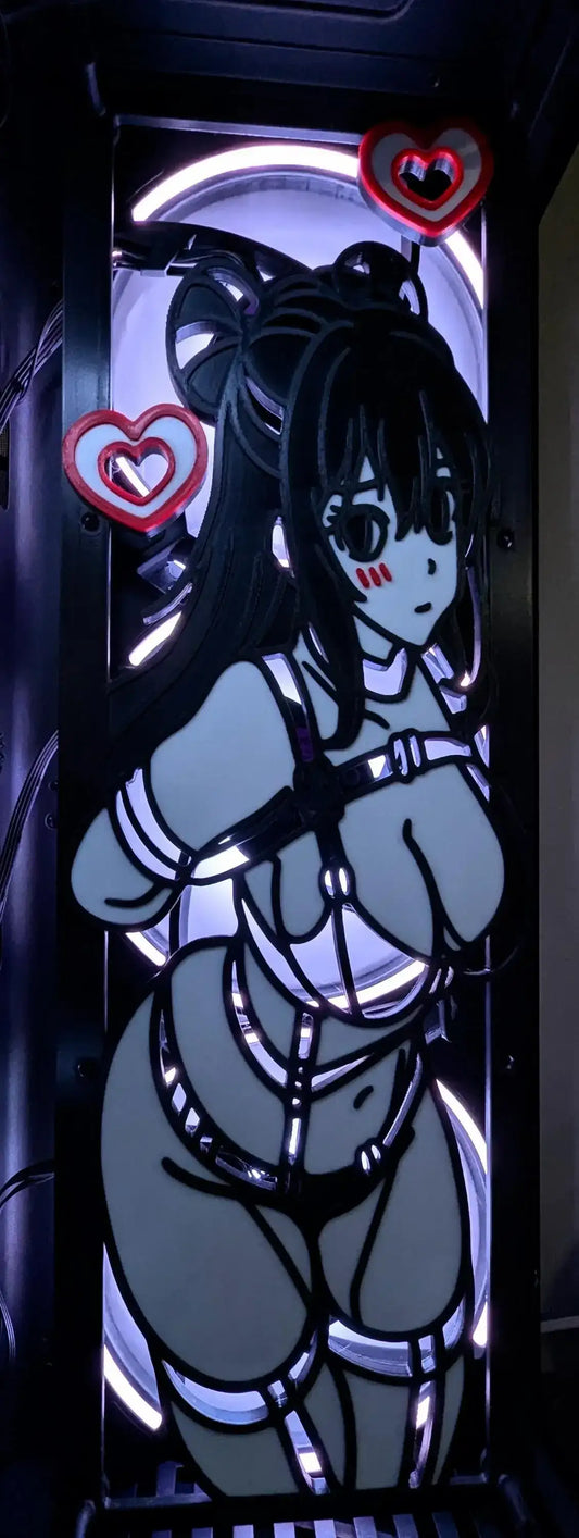 kawaii anime girls PC fan cover grill shroud. Custom gaming PC RGB 120mm 140mm 360mm 280mm. sakura cherry blossom heart star pink white black red