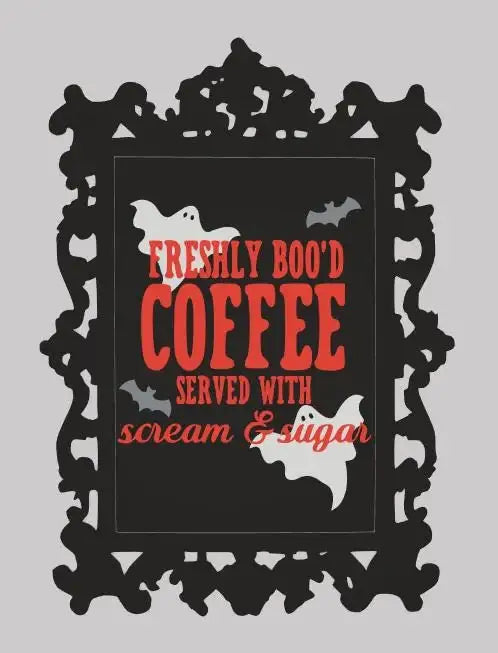 Freshly Boo’d Coffee – “Scream & Sugar” 3D Printed Plaque for Spooky Coffee Bars