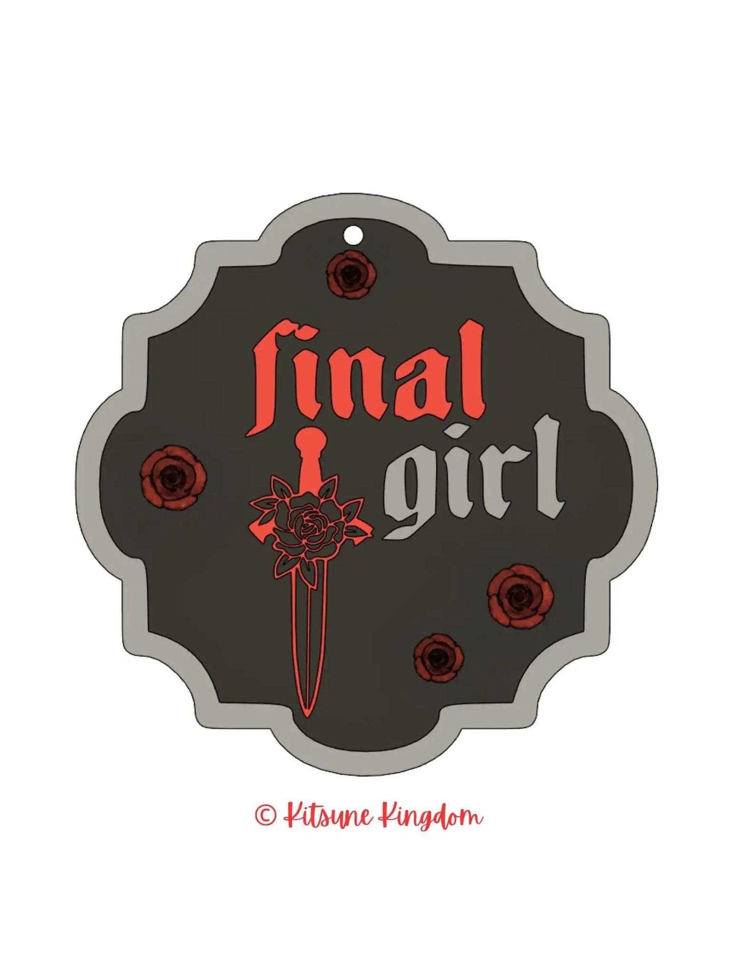 Final Girl 3D Wall Plaque – Horror-Inspired Decor with 3D Roses