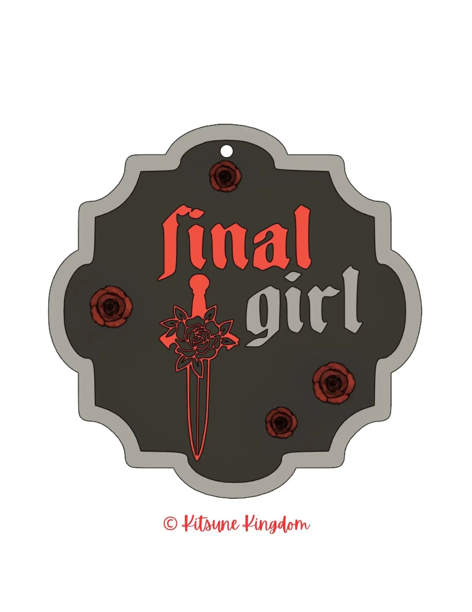 Final Girl 3D Wall Plaque – Horror-Inspired Decor with 3D Roses
