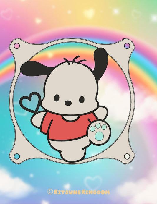 Kawaii Dog Fan Cover: Anime Pastel Gaming Decor